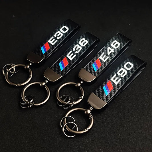 Leather Carbon BMW Keychain